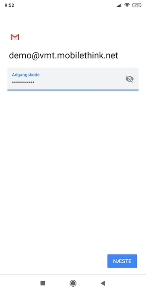 Indtast din Adgangskode og vælg NÆSTE