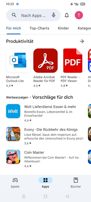 Wählen Sie die Suchleiste