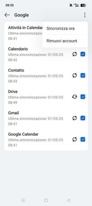 Seleziona Sincronizza ora