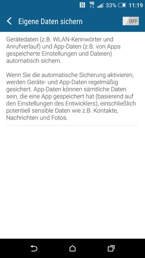 Schalten Sie Eigene Daten sichern ein