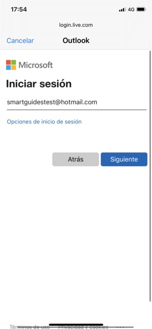 Introduzca su Dirección de correo electrónico y seleccione Siguiente