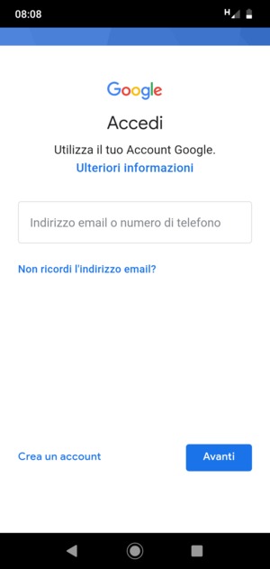 Inserisci il tuo indirizzo Gmail e seleziona Avanti