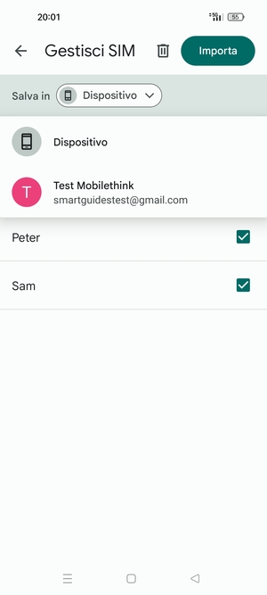Seleziona il tuo account  Google