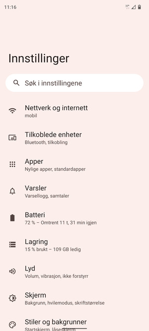 Velg Nettverk og internett