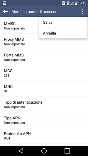 Seleziona il tasto Menu e poi Salva