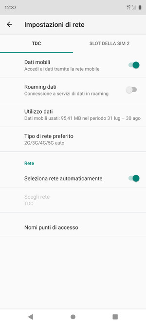 Seleziona Nomi punti di accesso