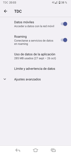 Activar o desactivar Roaming