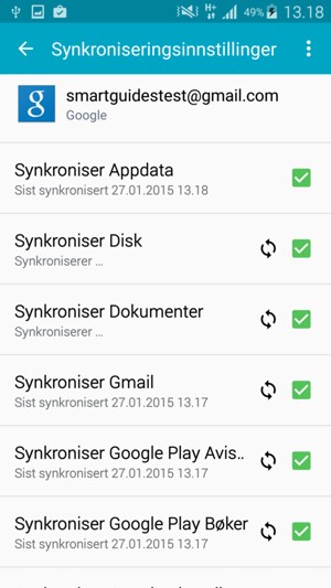 Din informasjon blir synkronisert