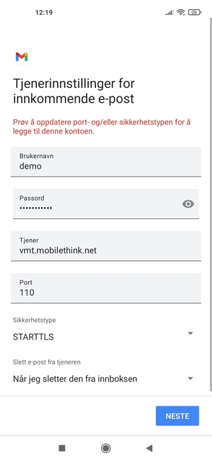 Velg Sikkerhetstype