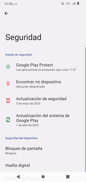 Seleccione Bloqueo de pantalla