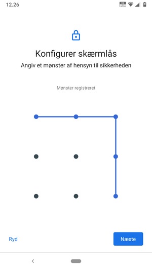Tegn et oplåsningsmønster og vælg Næste