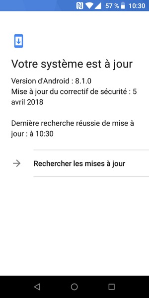 Si votre téléphone est à jour, vous verrez l'écran suivant