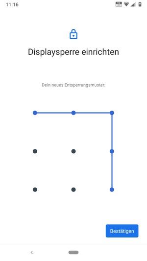 Zeichnen Sie das Entsperrmuster erneut und wählen Sie Bestätigen