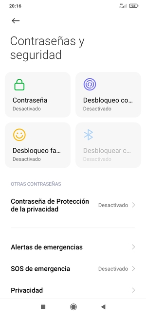 Seleccione Privacidad