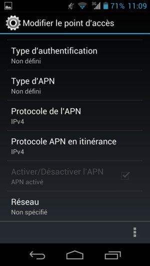 Faites défiler vers le bas et saisissez les informations Internet