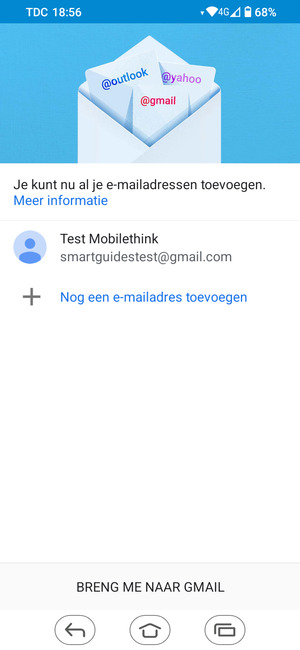 Selecteer BRENG ME NAAR GMAIL