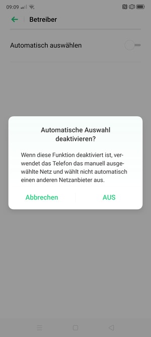 Wählen Sie AUS