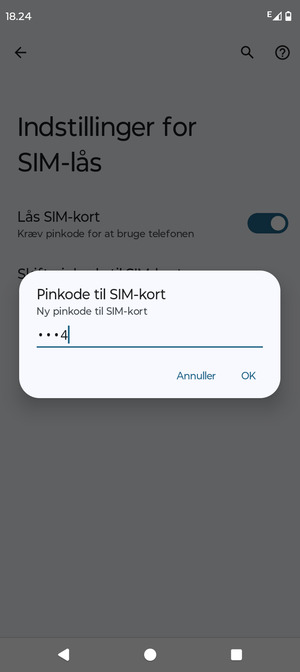 Indtast din Nye pinkode til SIM-kort og vælg OK