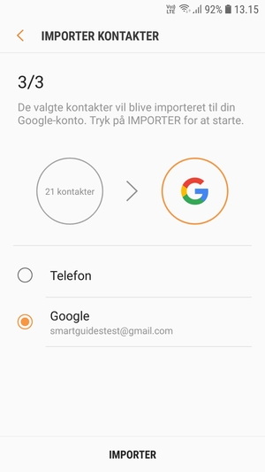 Vælg IMPORTER