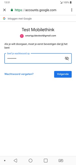 Voer uw wachtwoord in en selecteer Volgende