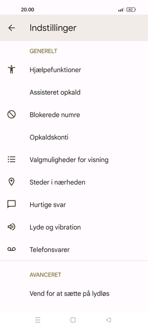 Scroll til og vælg Telefonsvarer