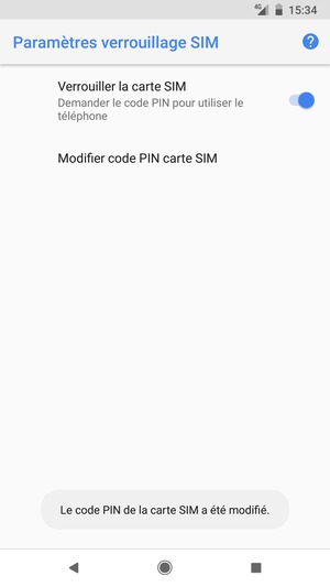 Votre code PIN de la carte SIM a été modifié