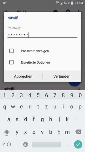 Geben Sie das WLAN-Passwort ein und wählen Sie Verbinden