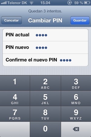 Introduzca la información del PIN y seleccione Guardar