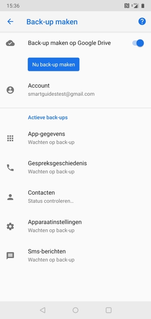 Keer terug naar het Backup menu en selecteer Account