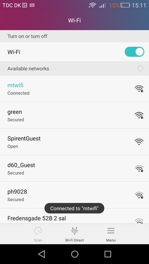 You are now connected to the Wi-Fi network