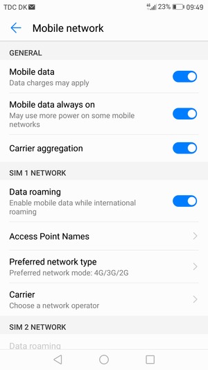 Turn Data roaming on or off