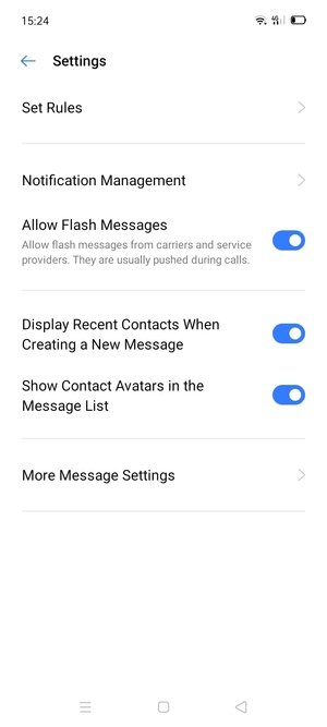 Select More Message Settings
