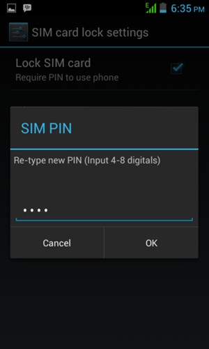 Confirm your new SIM PIN and select OK
