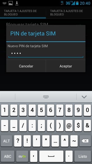 Introduzca su Nuevo PIN de tarjeta SIM y seleccione Aceptar
