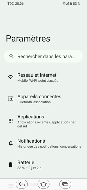 Sélectionnez Réseau et Internet