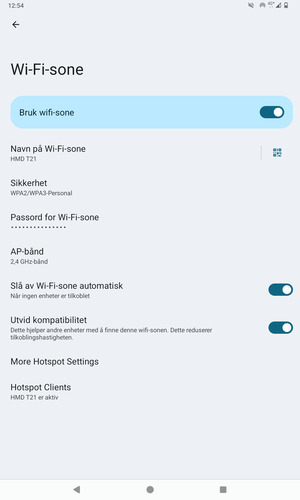 Nettbrettet ditt er konfigurert for bruk som et modem
