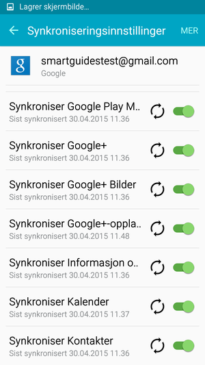 Din informasjon blir synkronisert