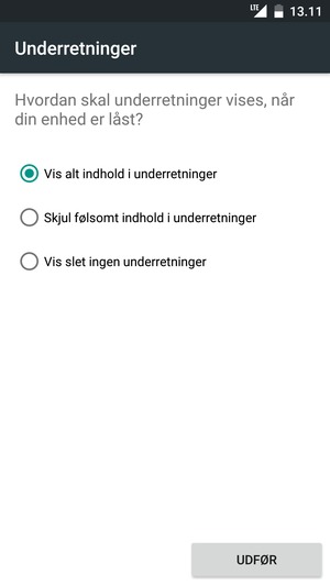Vælg din foretrukne mulighed og vælg UDFØR