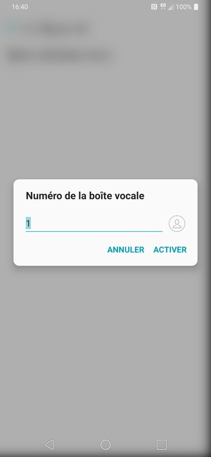Saisissez le Numéro de la boîte vocale et sélectionnez ACTIVER