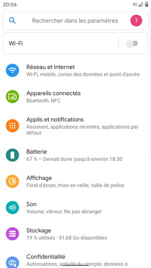 Sélectionnez Réseau et Internet