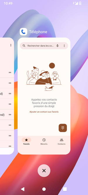 Sélectionnez l'icône Supprimer pour fermer toutes les applis en cours d'exécution