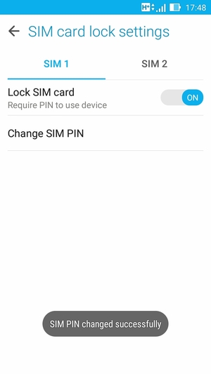Your SIM PIN has been changed