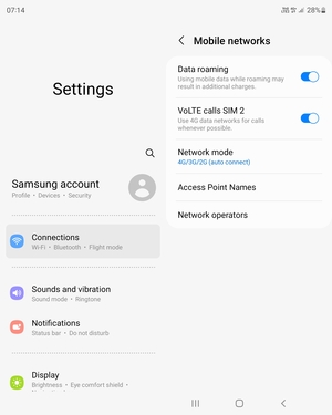 Turn Data roaming on or off