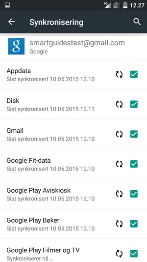 Din informasjon blir synkronisert