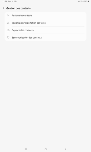 Sélectionnez Importation/exportation contacts