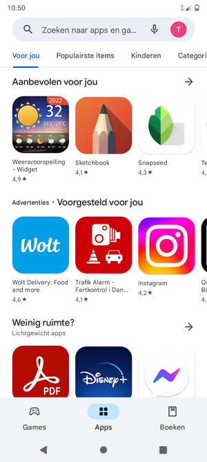 Selecteer de zoekbalk