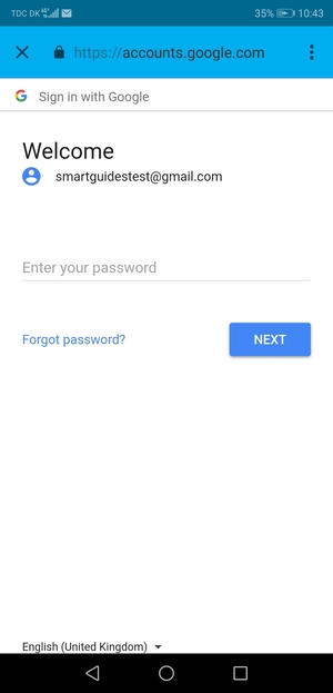 Enter your Gmail password and select NEXT