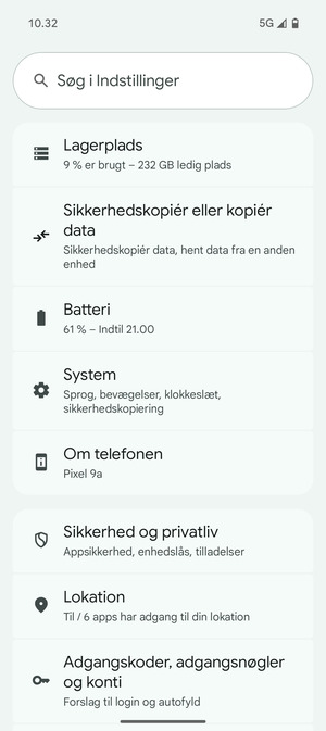 Scroll til og vælg System