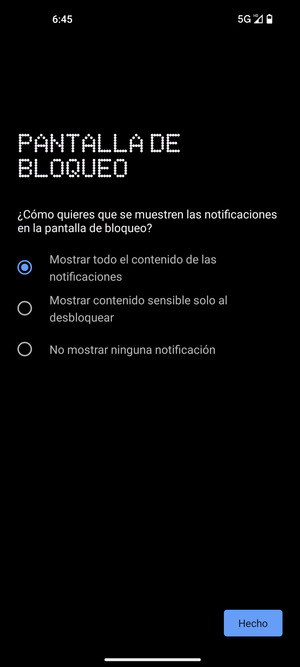 Seleccione la opción deseada y seleccione Hecho