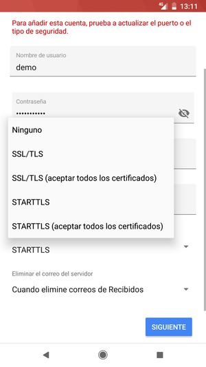 Seleccione Ninguno y SIGUIENTE